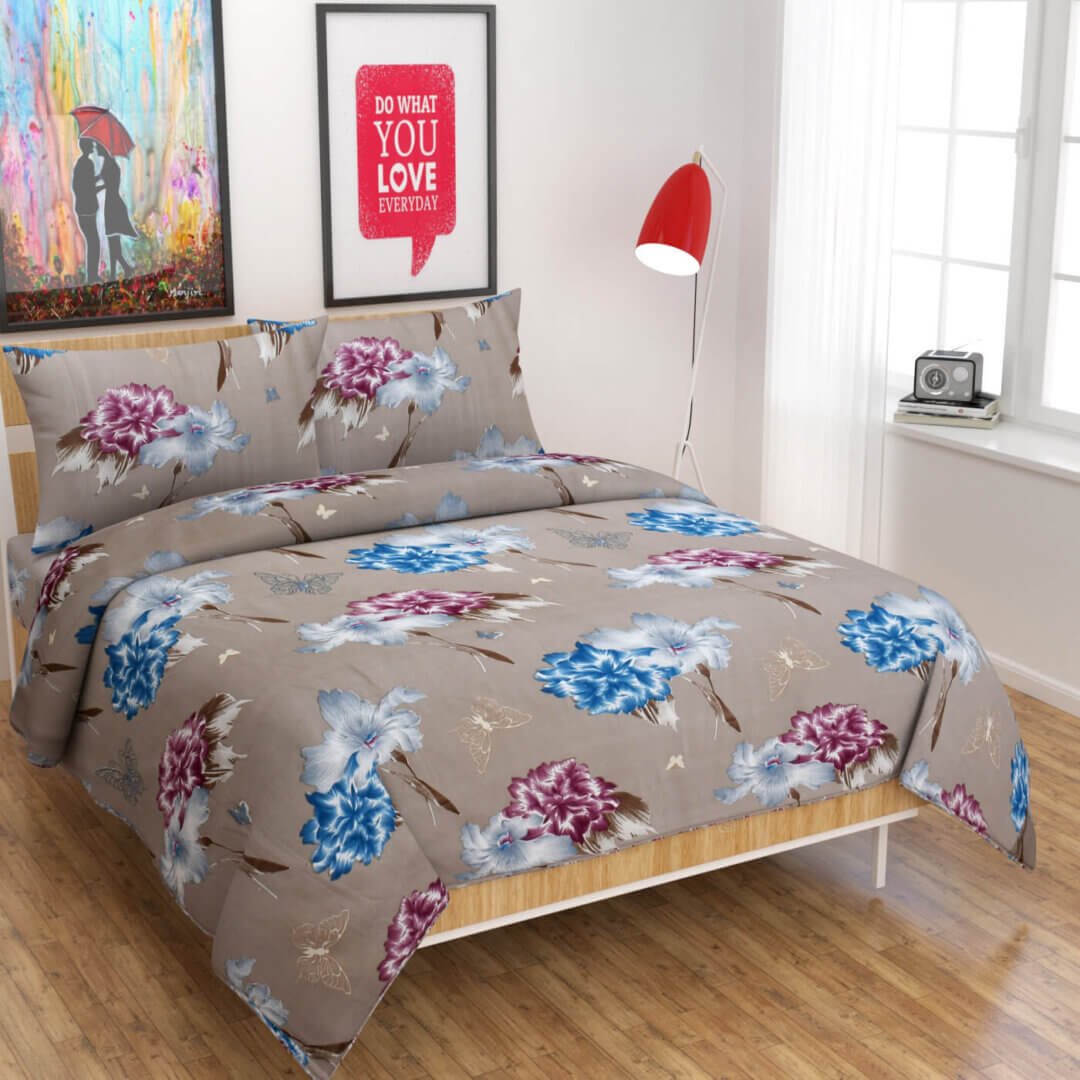Night glow bedsheet with 2 pillow covers